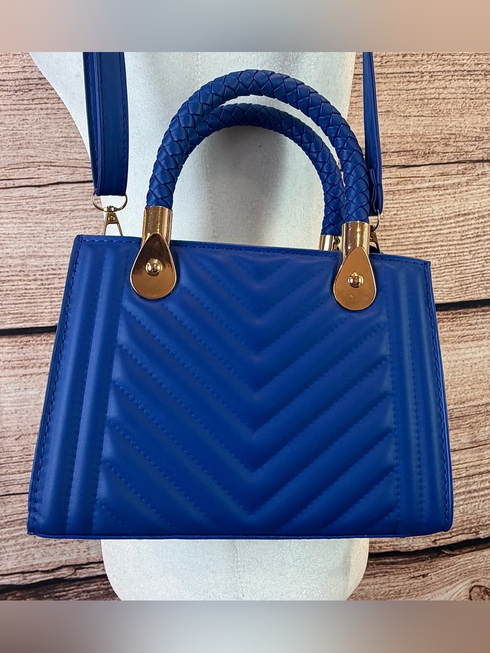 New Women’s Vibrant Blue Gold Stylish Classy Elegant Crossbody Bag Purse